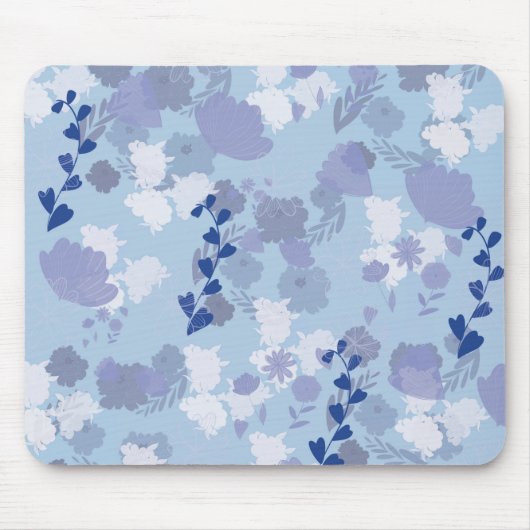 Blauwe bloemen muismat (Voorkant)