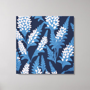 Blauwe bloemen muur kunst canvas afdruk