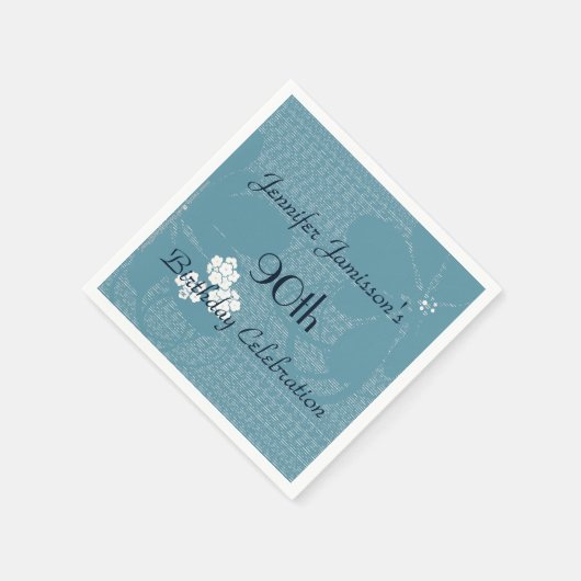 Blauwe Bloemen, Naam, 90ste verjaardagsfeestje Servetten (Hoek)