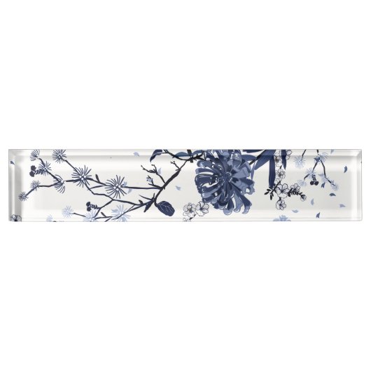 Blauwe bloemen naambordje (Voorkant)
