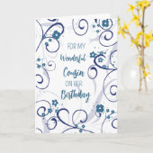 Blauwe bloemen neef verjaardag kaart (Gele Bloem)