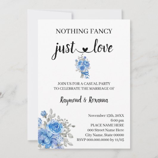 Blauwe bloemen Niets Fancy gewoon liefdesontwikkel Kaart (Voorkant)