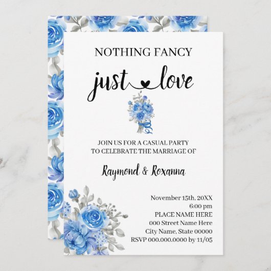 Blauwe bloemen Niets Fancy gewoon liefdesontwikkel Kaart (Voorkant / Achterkant)