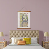 Blauwe bloemen  nieuwe kunststijl hangend wandkleed