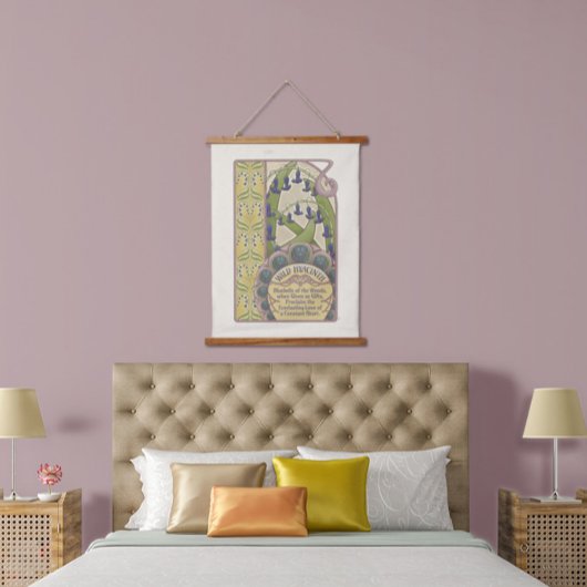 Blauwe bloemen nieuwe kunststijl hangend wandkleed