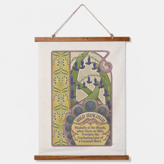 Blauwe bloemen  nieuwe kunststijl hangend wandkleed (Voorkant)