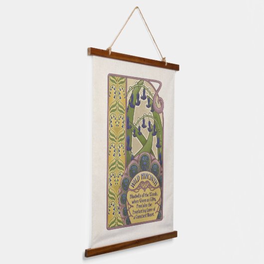 Blauwe bloemen  nieuwe kunststijl hangend wandkleed (Gebogen)