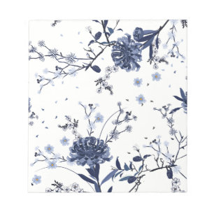 Blauwe bloemen notitieblok