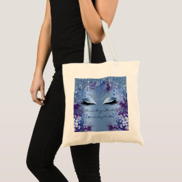 Blauwe Bloemen Ogen Glitter Drips Bruiloft Bruids Tote Bag