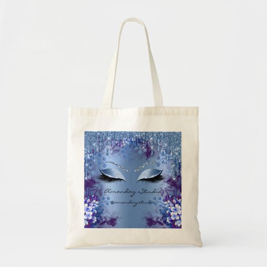 Blauwe Bloemen Ogen Glitter Drips Bruiloft Bruids Tote Bag (Voorkant)