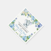 Blauwe bloemen, olifant en baby shower van bogen servet (Hoek)