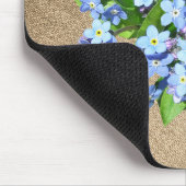 Blauwe bloemen op Burlap Country Mousepad Muismat (Hoek)