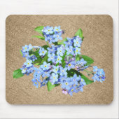 Blauwe bloemen op Burlap Country Mousepad Muismat (Voorkant)