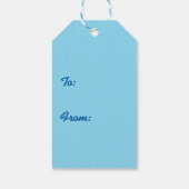 Blauwe bloemen op een moderne kerstboom cadeaulabel (Achterkant)