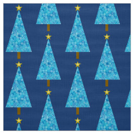 Blauwe bloemen op een moderne kerstboom stof