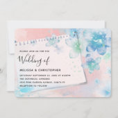 Blauwe Bloemen op een Roze Achtergrondhuwelijk Kaart (Voorkant)