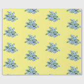 Blauwe bloemen op geel papier voor het oppakken va (Vlak)