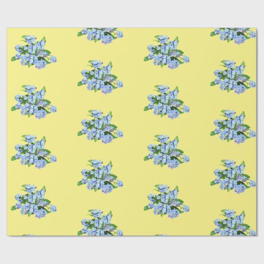 Blauwe bloemen op geel papier voor het oppakken va (Vlak)