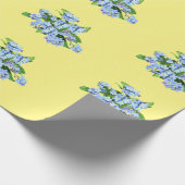 Blauwe bloemen op geel papier voor het oppakken va (Hoek)