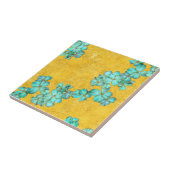 Blauwe bloemen op gele achtergrond tegeltje (Zijkant)