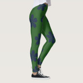 Blauwe bloemen op groenachtige achtergrond leggings (Rechts)