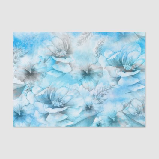 Blauwe bloemen op het water tissuepapier (Voorkant)