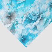 Blauwe bloemen op het water tissuepapier (Detail)