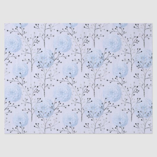 Blauwe bloemen op lichtblauwe ontkoppeling tissuepapier (Voorkant)