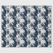 Blauwe Bloemen op Marmer  Cadeaupapier (Vlak)