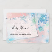  Blauwe Bloemen op Roze Achtergrond Baby shower Kaart (Voorkant)