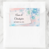 blauwe bloemen op roze achtergrond bruiloft rechthoekige sticker (Tas)