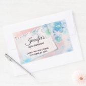 Blauwe Bloemen op Roze Achtergrond Dag Rechthoekige Sticker (Envelop)