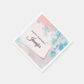 Blauwe Bloemen op Roze Achtergrond Dag Servet (Hoek)