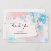 blauwe bloemen op roze achtergrond Dank u Bedankkaart (Voorkant)