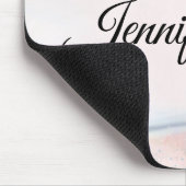 blauwe bloemen op roze achtergrond muismat (Hoek)