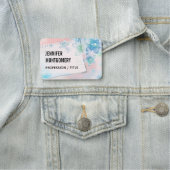 blauwe bloemen op roze achtergrond naamplaatje (In situ)