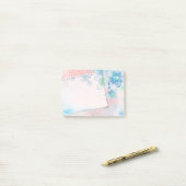 blauwe bloemen op roze achtergrond post-it® notes (Op bureau)