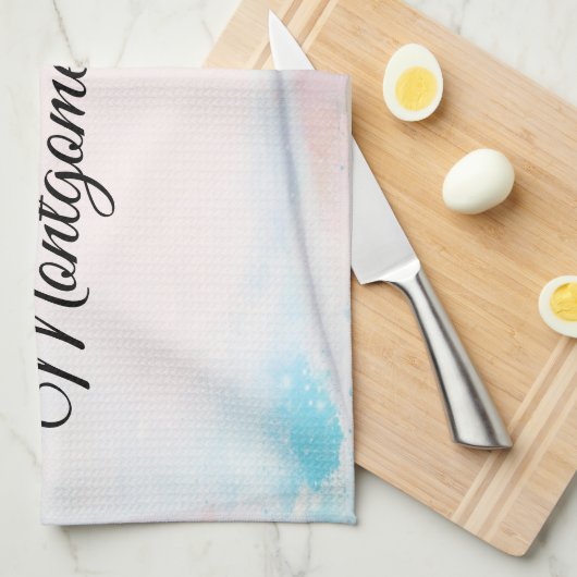 blauwe bloemen op roze achtergrond theedoek (Quarter Fold)