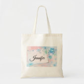  blauwe bloemen op roze achtergrond tote bag (Voorkant)