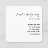  blauwe bloemen op roze achtergrond vierkante visitekaartje (Achterkant)