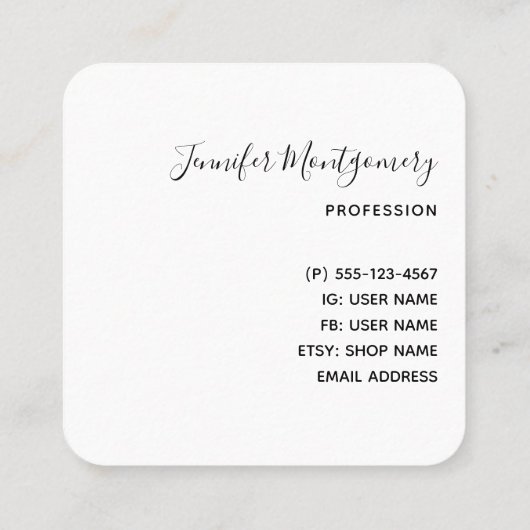  blauwe bloemen op roze achtergrond vierkante visitekaartje (Achterkant)