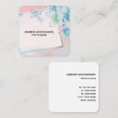  blauwe bloemen op roze achtergrond vierkante visitekaartje (Voorkant / Achterkant)