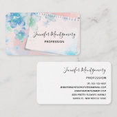 blauwe bloemen op roze achtergrond visitekaartje (Voorkant / Achterkant)