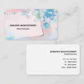  blauwe bloemen op roze achtergrond visitekaartje (Voorkant / Achterkant)