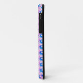 blauwe bloemen op roze hoesje (Achterkant/links)