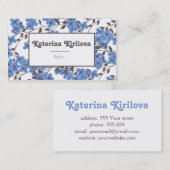 Blauwe bloemen op takken visitekaartje (Voorkant / Achterkant)