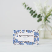 Blauwe bloemen op takken visitekaartje (Staand voorkant)