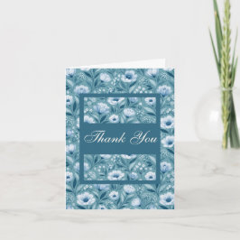 Blauwe Bloemen op Turquoise Blauwe Achtergrond Bedankkaart
