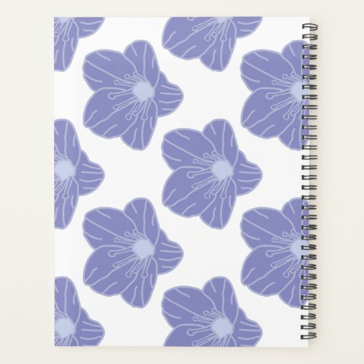Blauwe bloemen op wit_ Floral Pattern Script Planner (Achterkant)