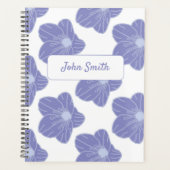 Blauwe bloemen op wit_ Floral Pattern Script Planner (Voorkant)
